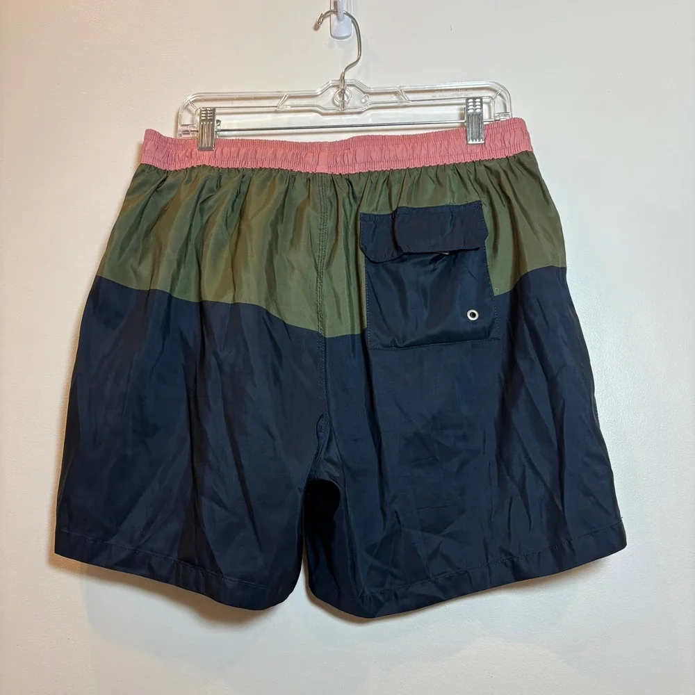 Barbour Swim Shorts XXL Colorblock Navy Olive‎ Pink Lined Beach Trunks
